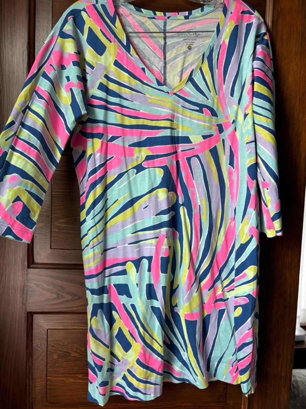 Lilly Pulitzer Pastel Watercolor Stripe V-Neck dress - Pink, Blue, Green